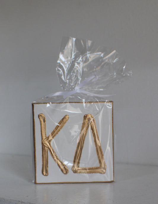 Kappa Delta White and Gold Canvas