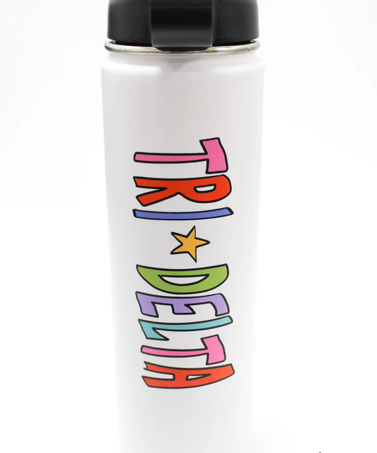 Delta Delta Delta Rainbow Water bottle With Straw Lid