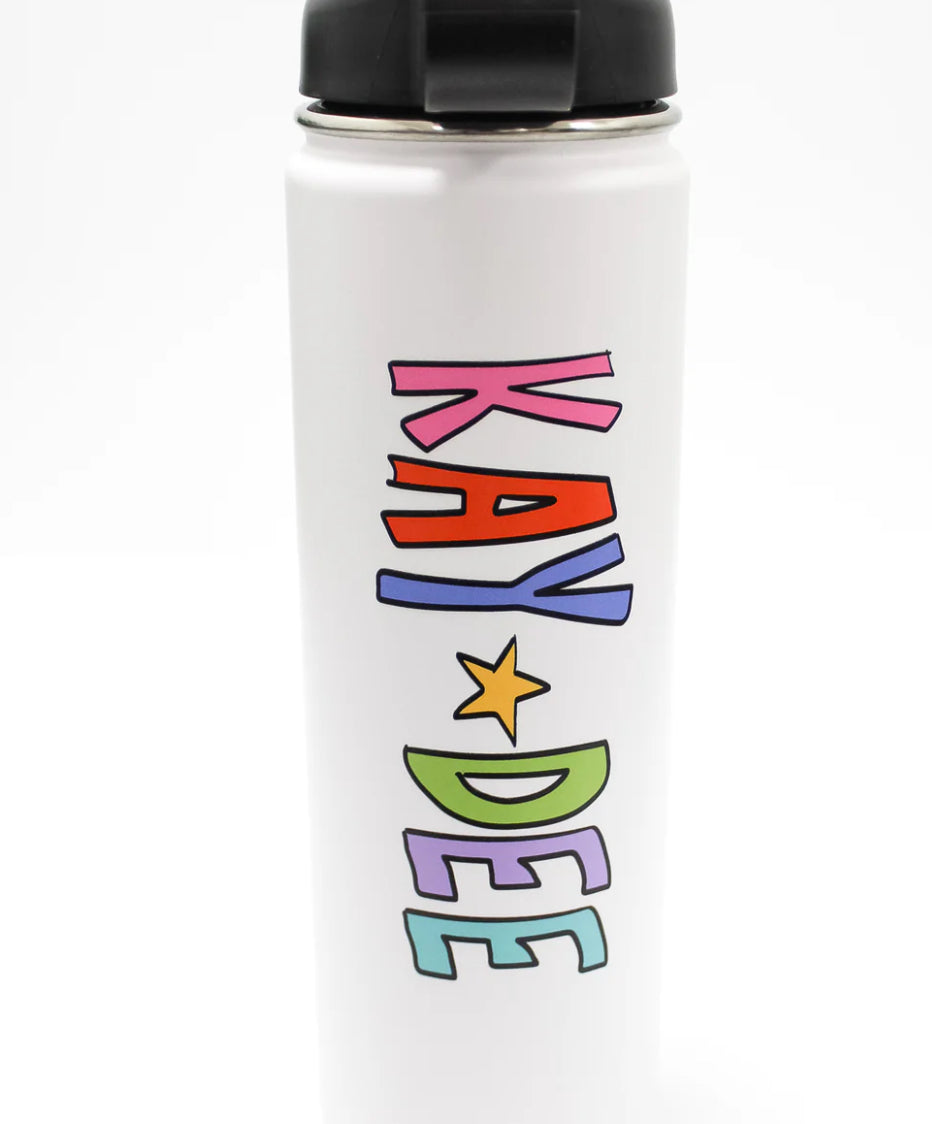 Kappa Delta Rainbow Water bottle With Straw Lid