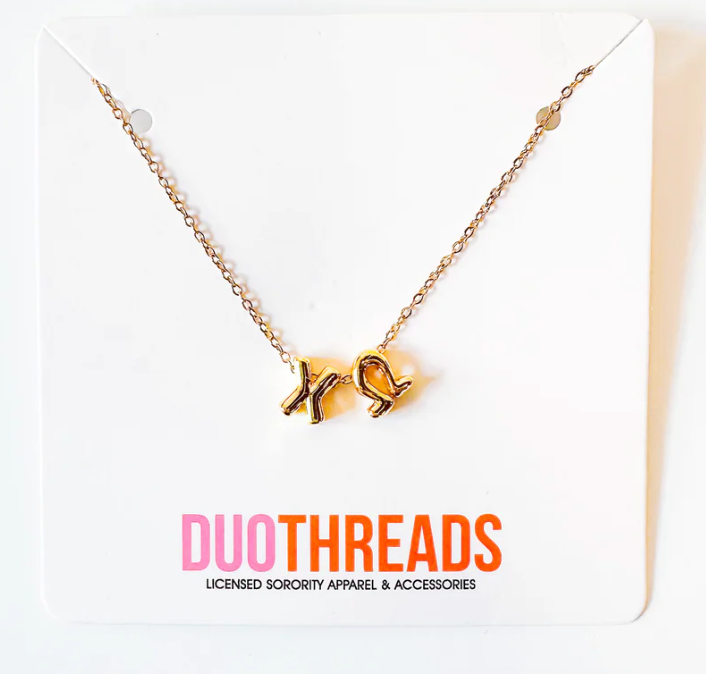 Chi Omega Bubble Gold Necklace