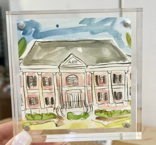 Alpha Delta Pi Acrylic Framed House Painting